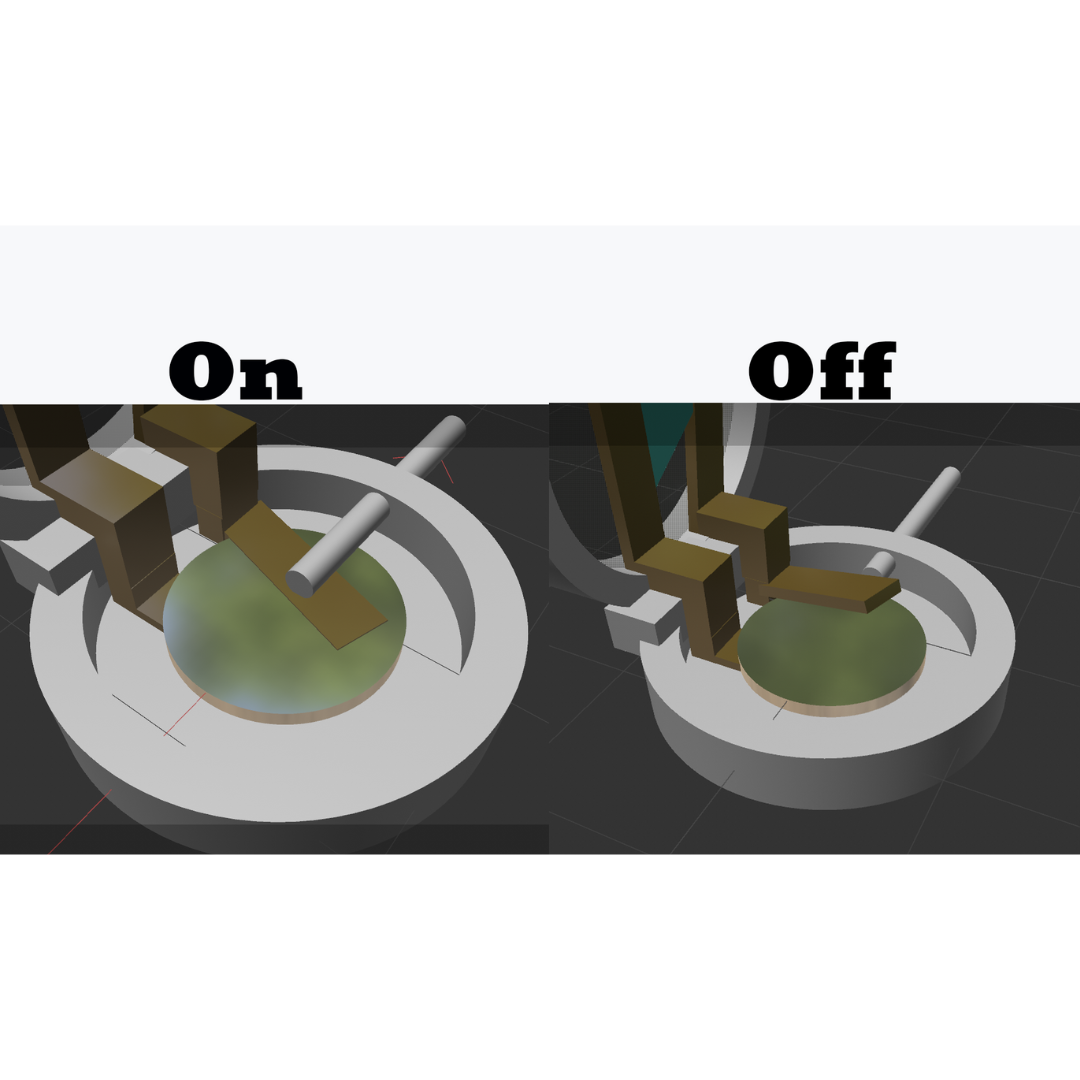 This is how I envisioned the switch working. As seen, when turned off, the copper tape would disconnect, opening the circuit and causing the LED to turn off.